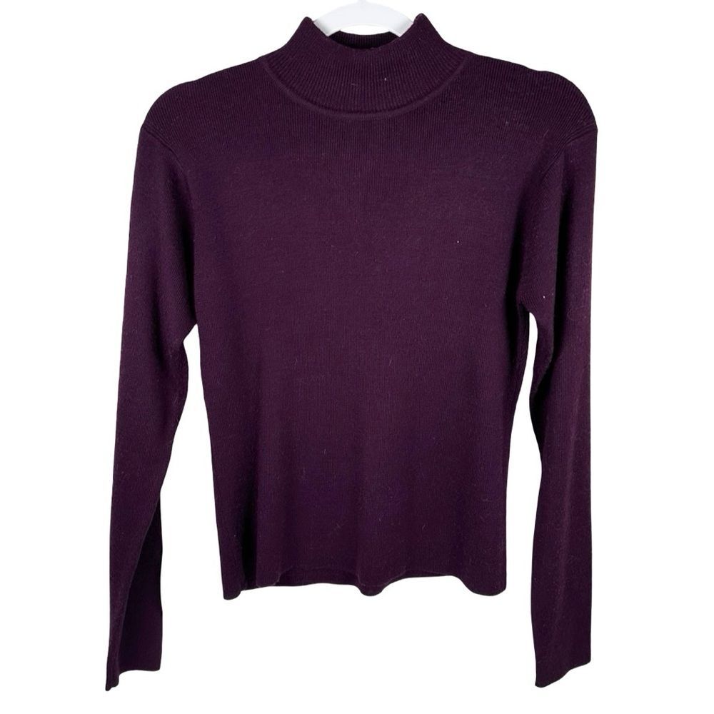Vintage Meister Plum Purple Wool Long Sleeve Knit Turtleneck Sweater Size Small